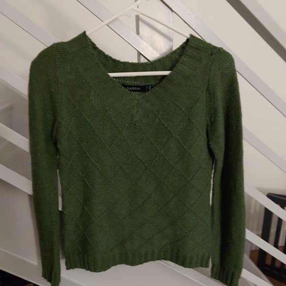 NWOT Sweater V Neck Argyle Pattern Hunter Green SZ M - Picture 1 of 5